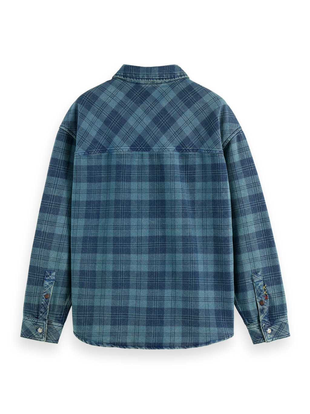 Washed denim checked overshirt