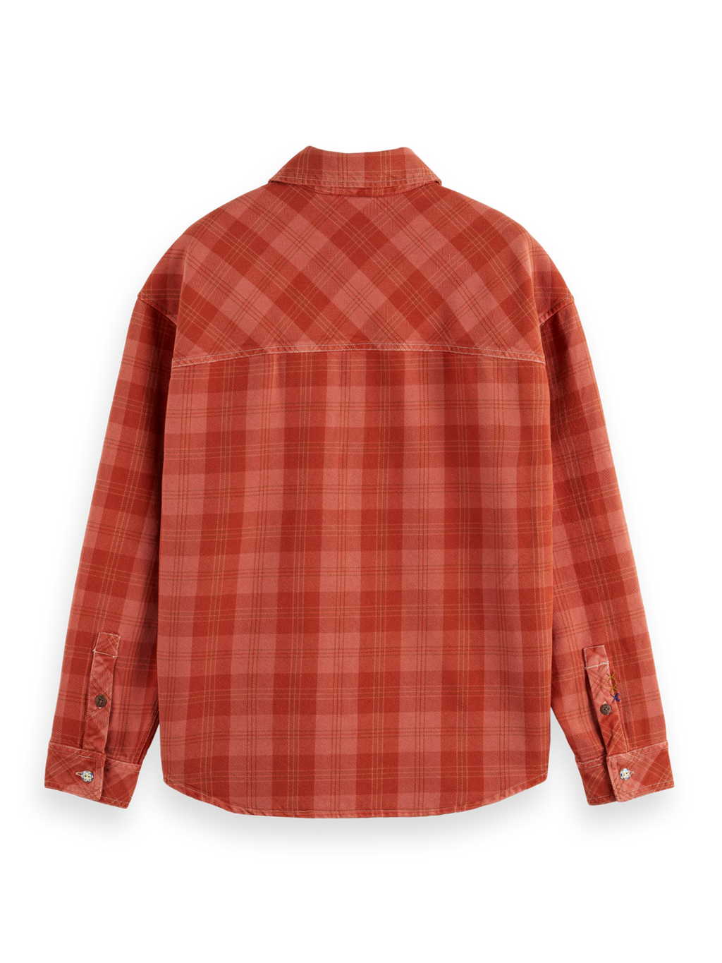 Washed denim checked overshirt