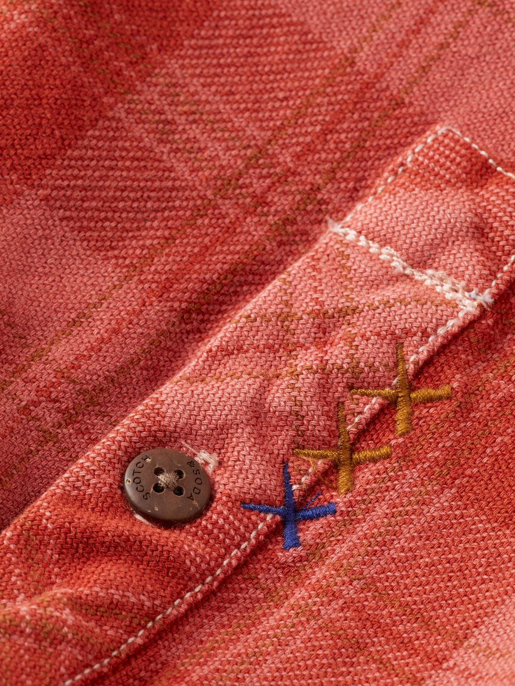 Washed denim checked overshirt