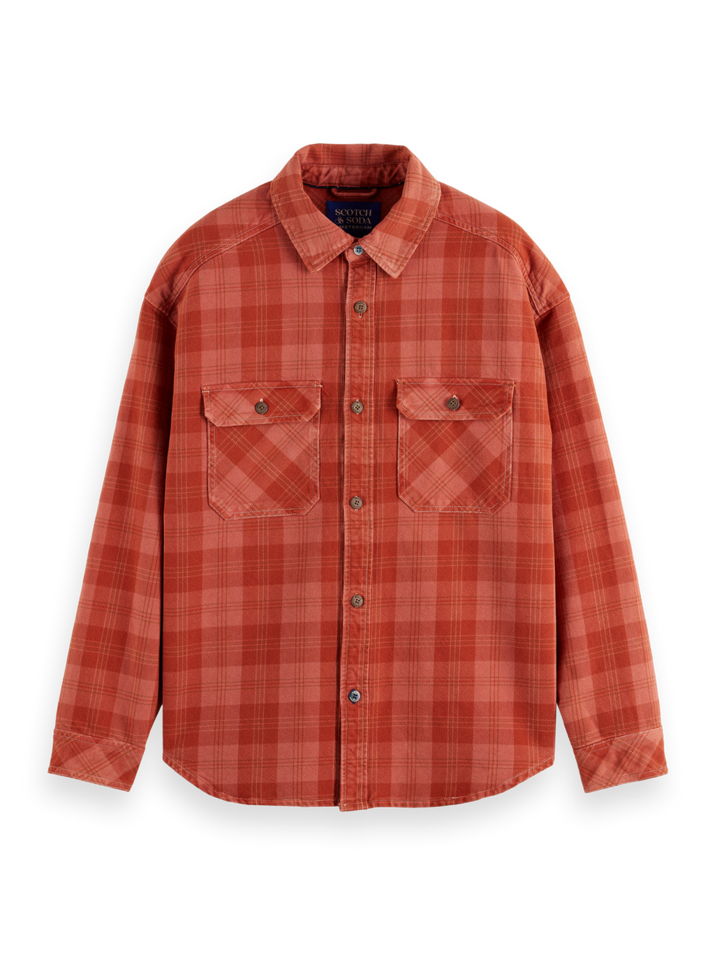 Washed denim checked overshirt