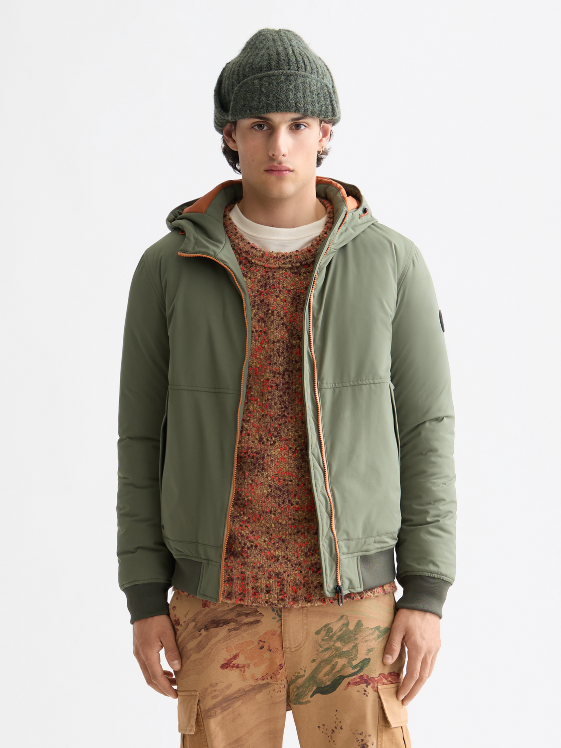 Hooded softshell padded jacket