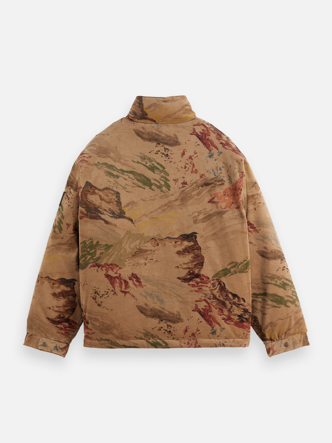 Mountain print corduroy puffer