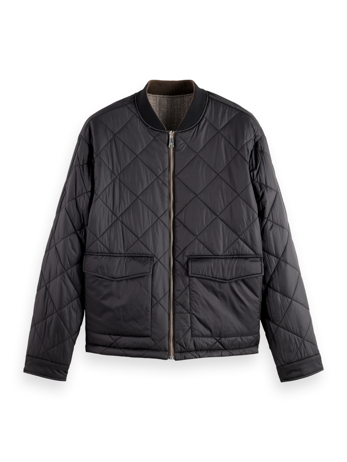 Reversible yarn-dyed padded bomber jacket