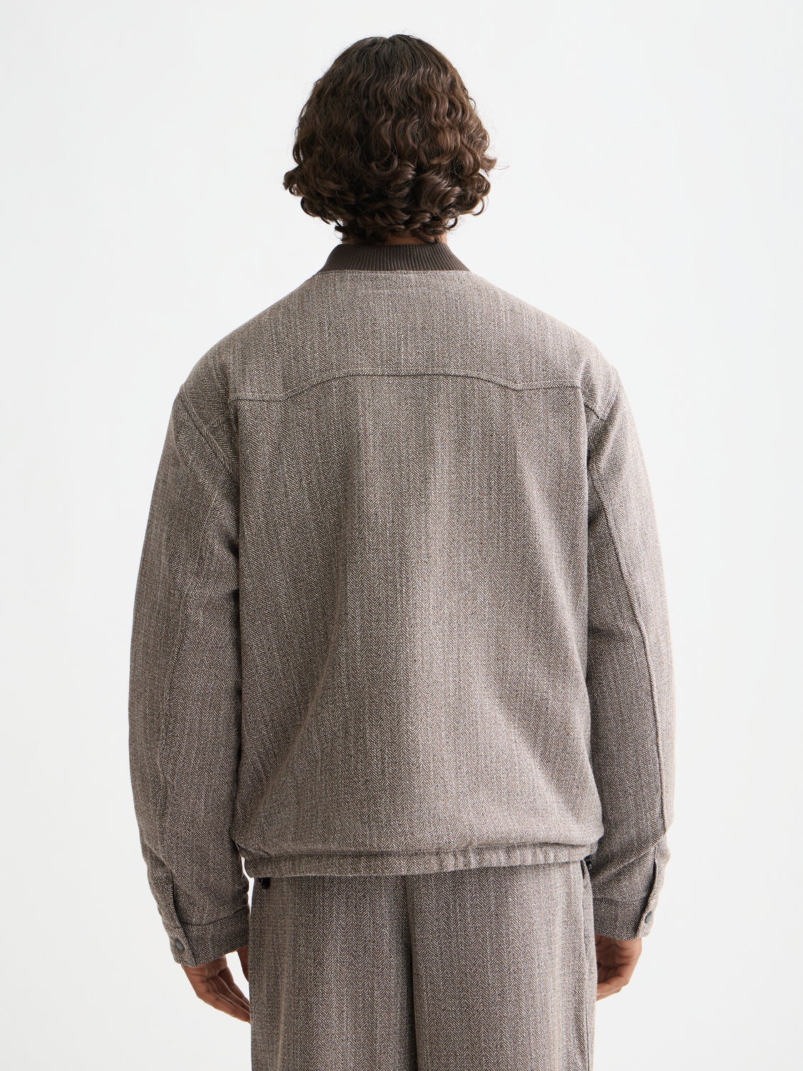 Reversible yarn-dyed padded bomber jacket
