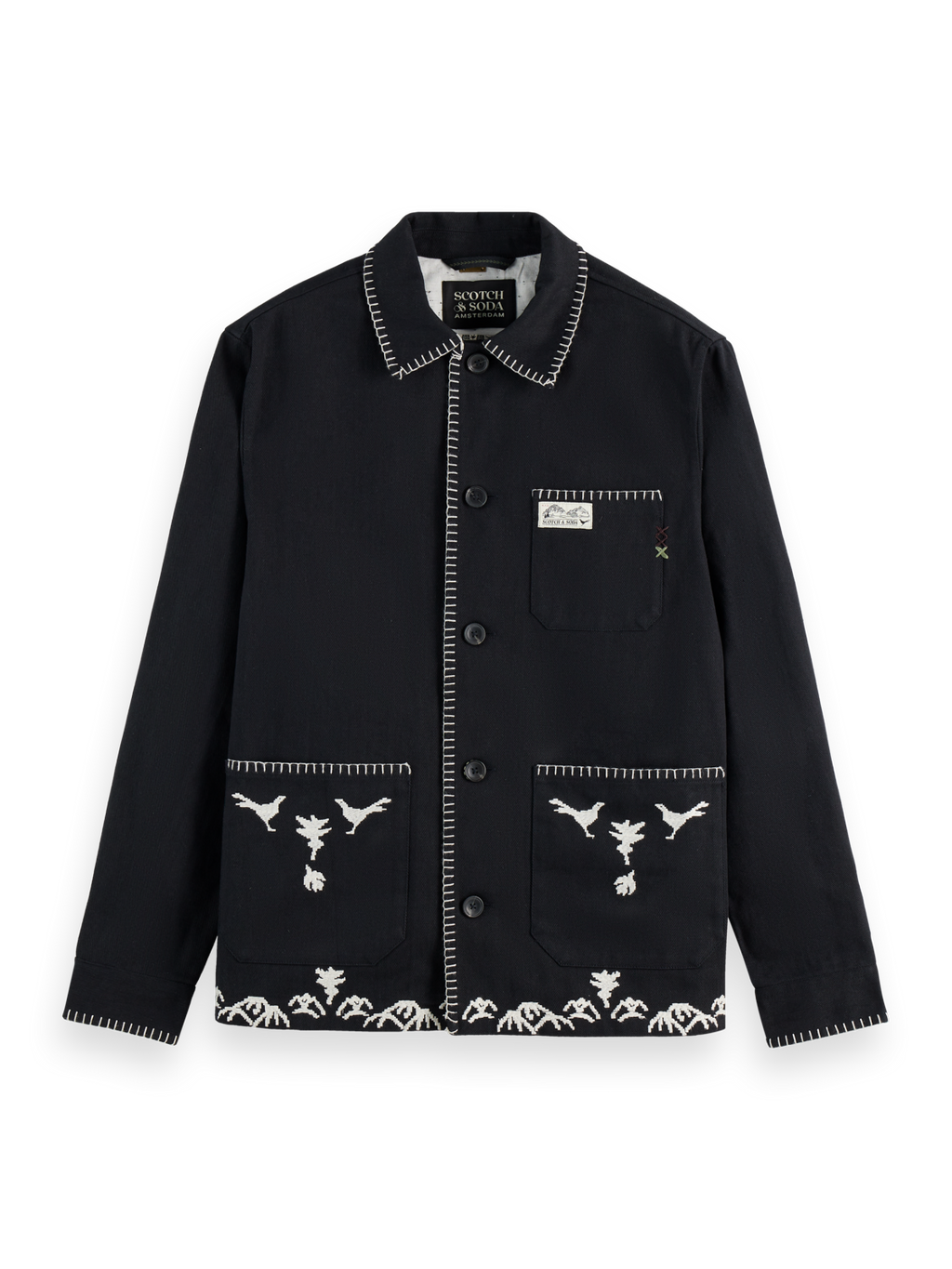 Embroidered cotton-blend worker jacket