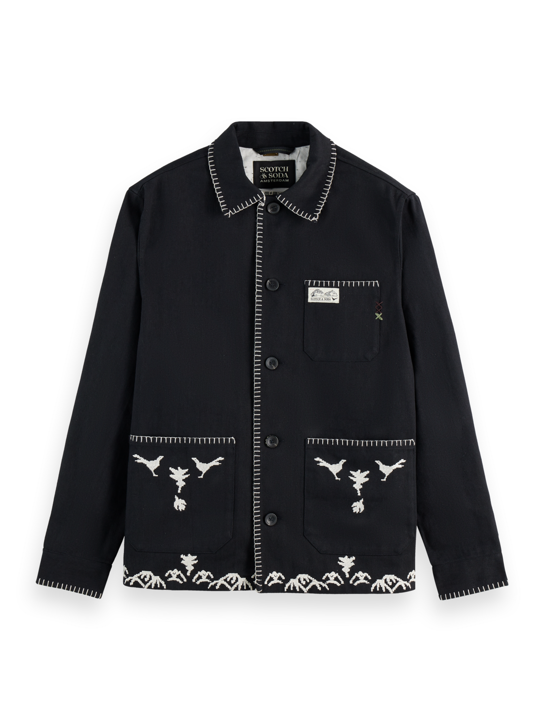 Embroidered cotton-blend worker jacket
