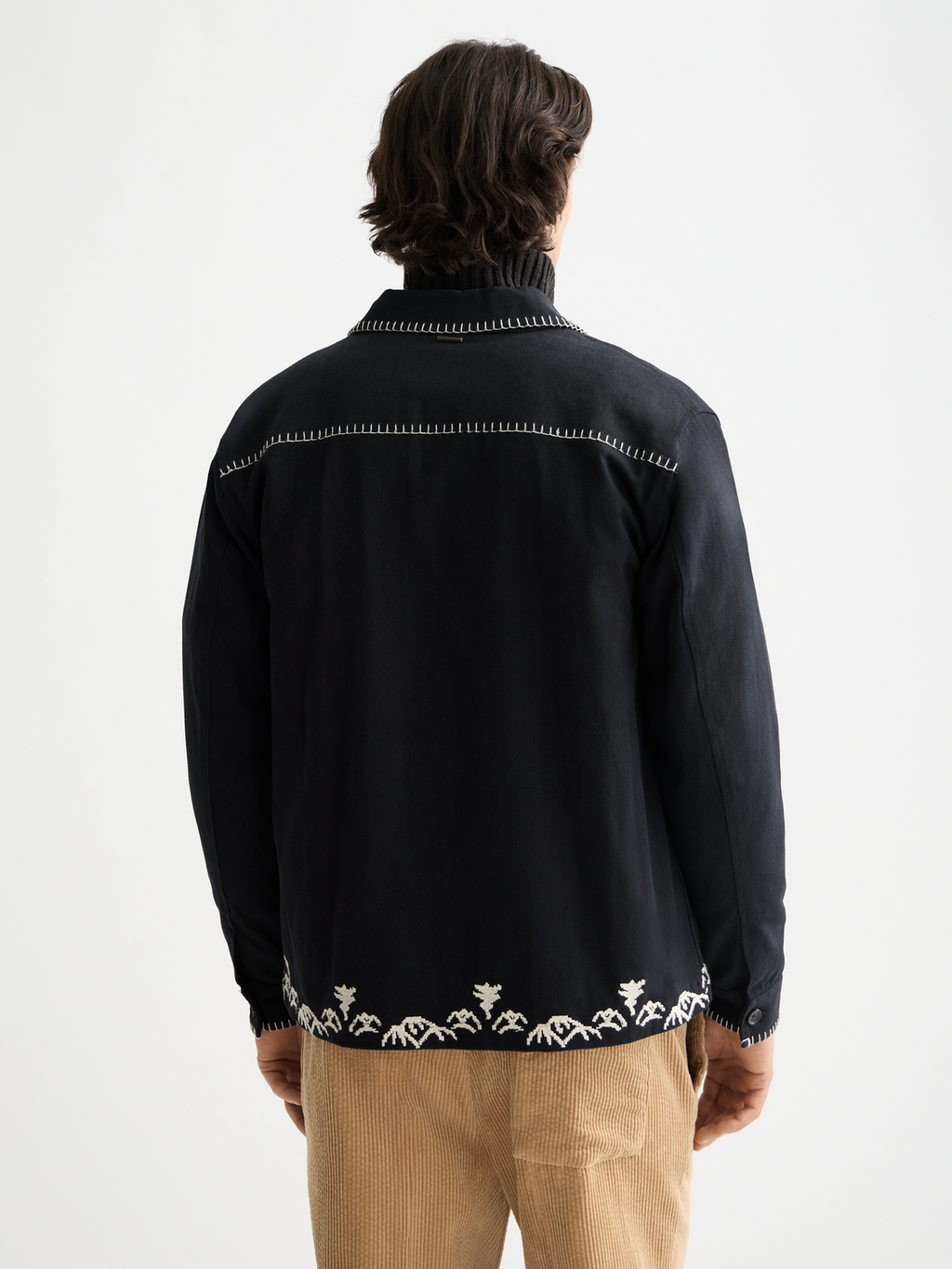 Embroidered cotton-blend worker jacket