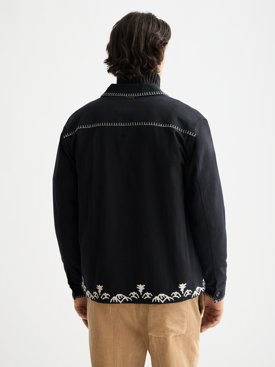 Embroidered cotton-blend worker jacket