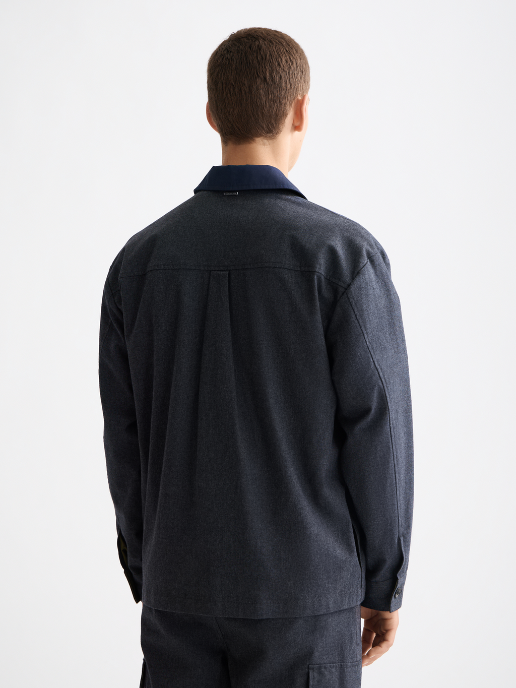 Melange cotton-blend nylon-trimmed army overshirt