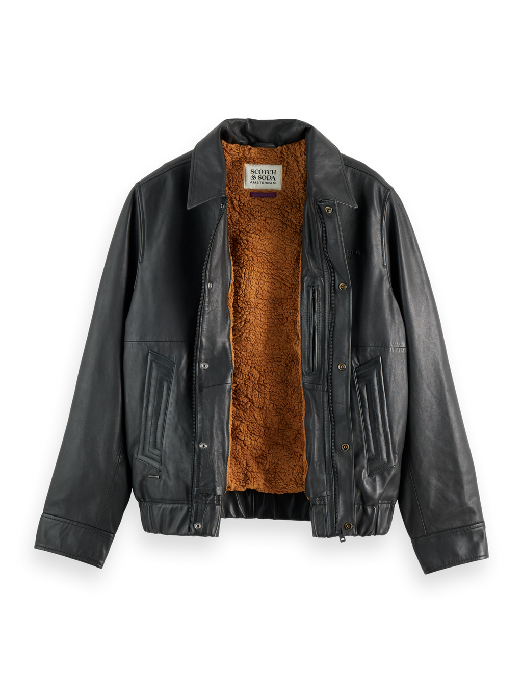 Boxy leather blouson