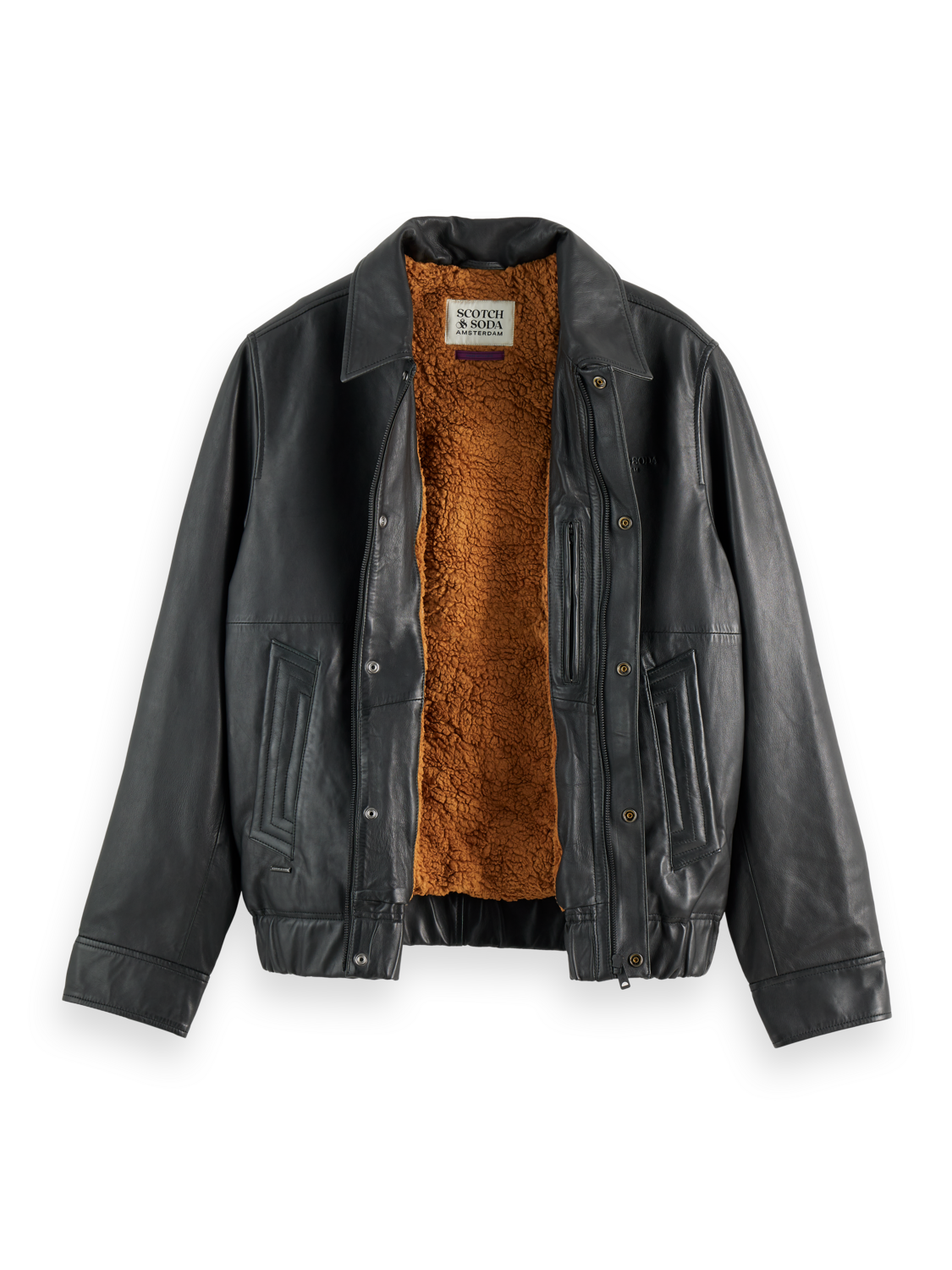 Boxy leather blouson
