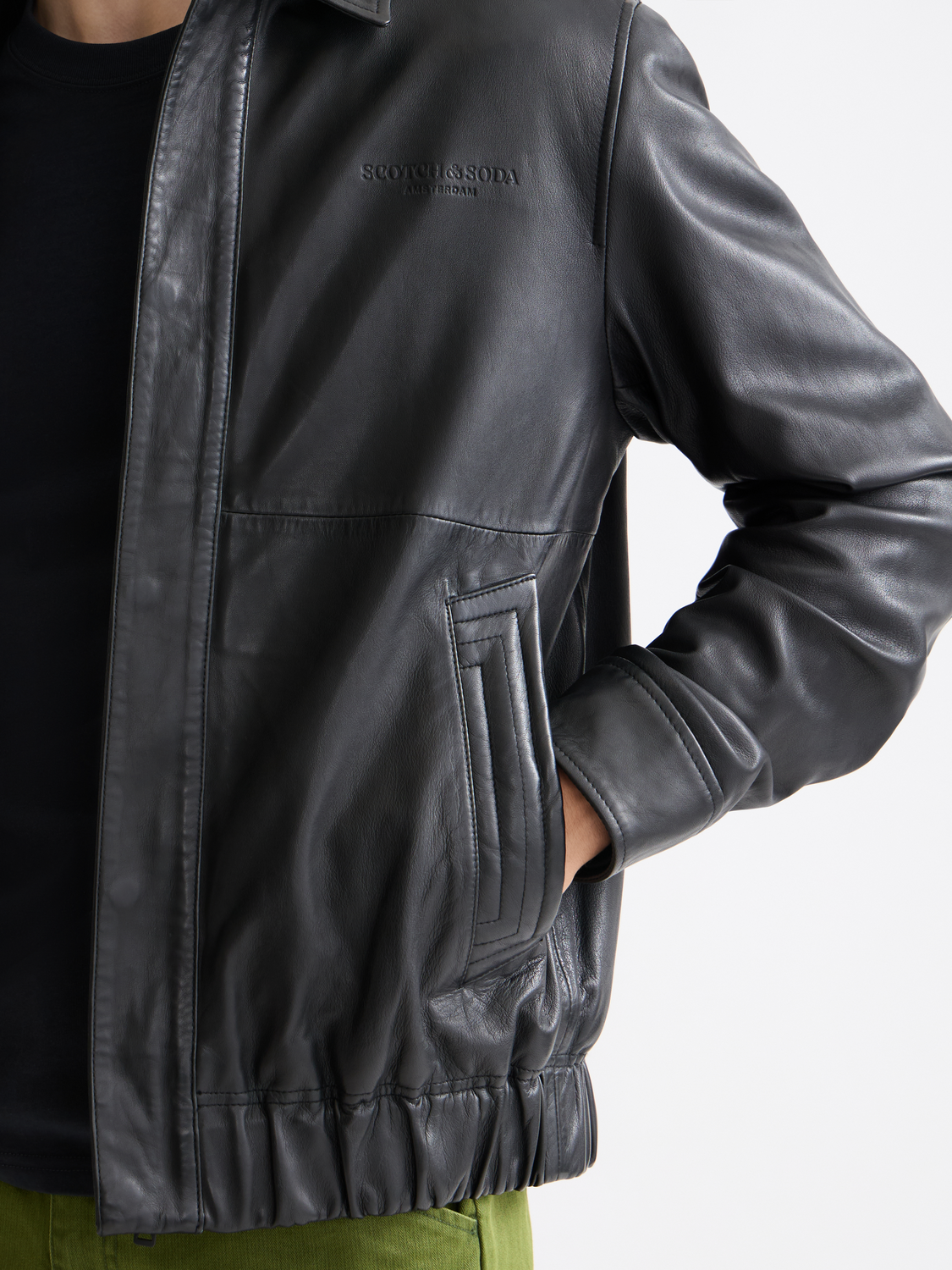 Boxy leather blouson