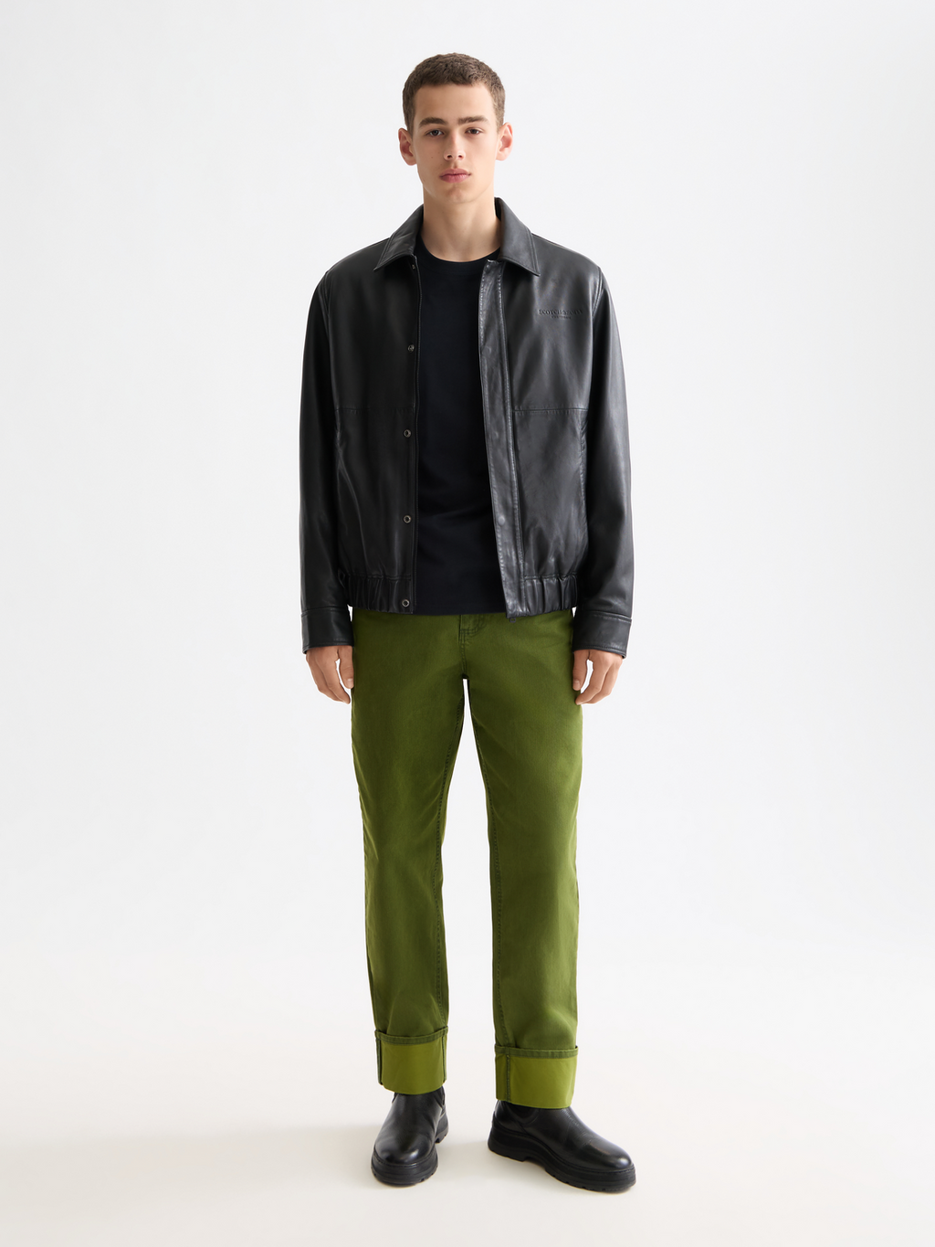 Boxy leather blouson