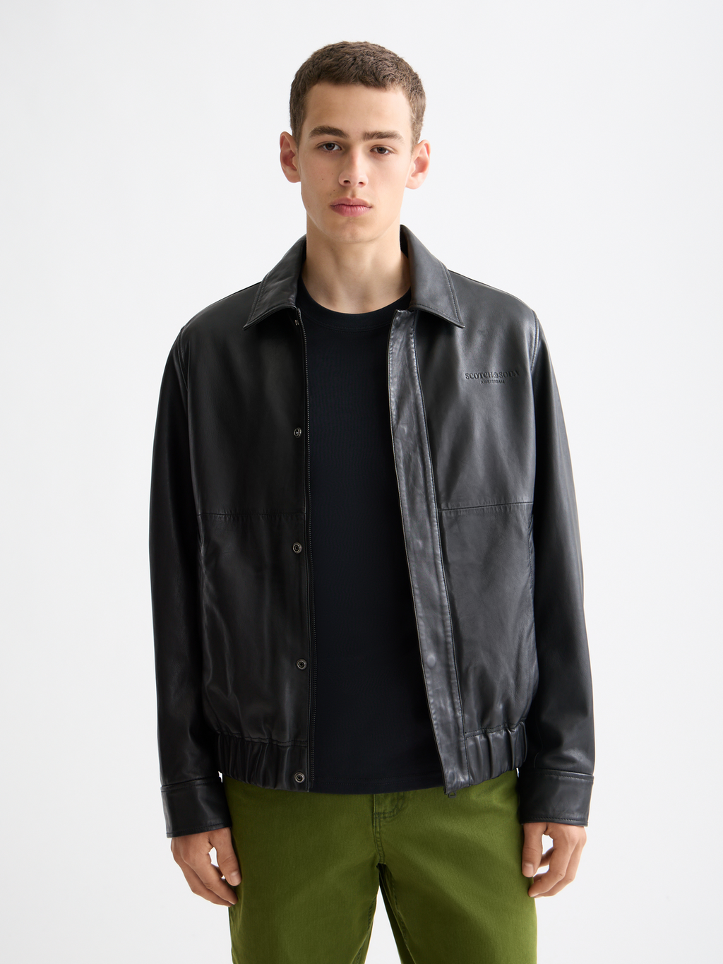 Boxy leather blouson