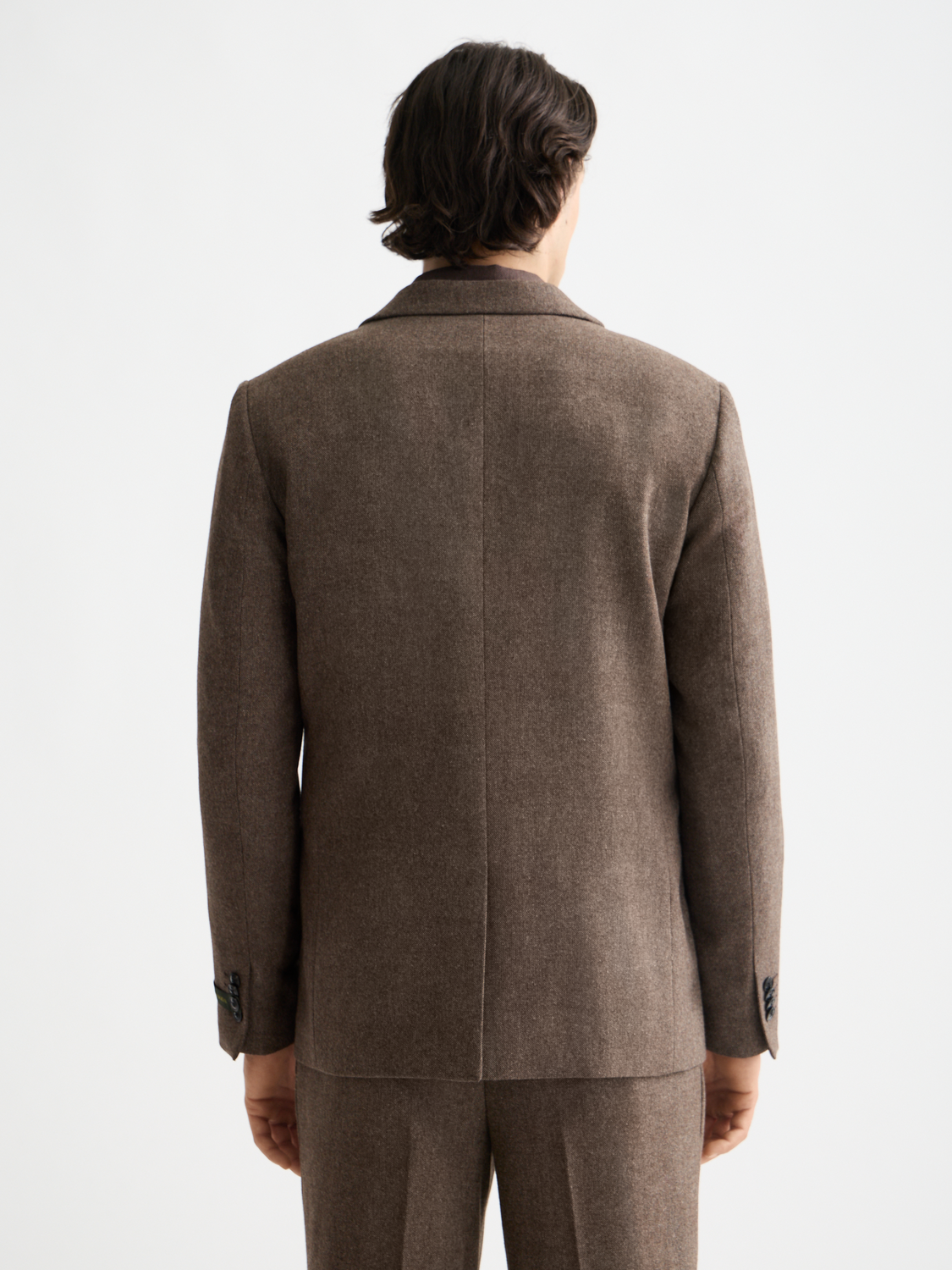 Yarn-dyed wool blend relaxed fit blazer