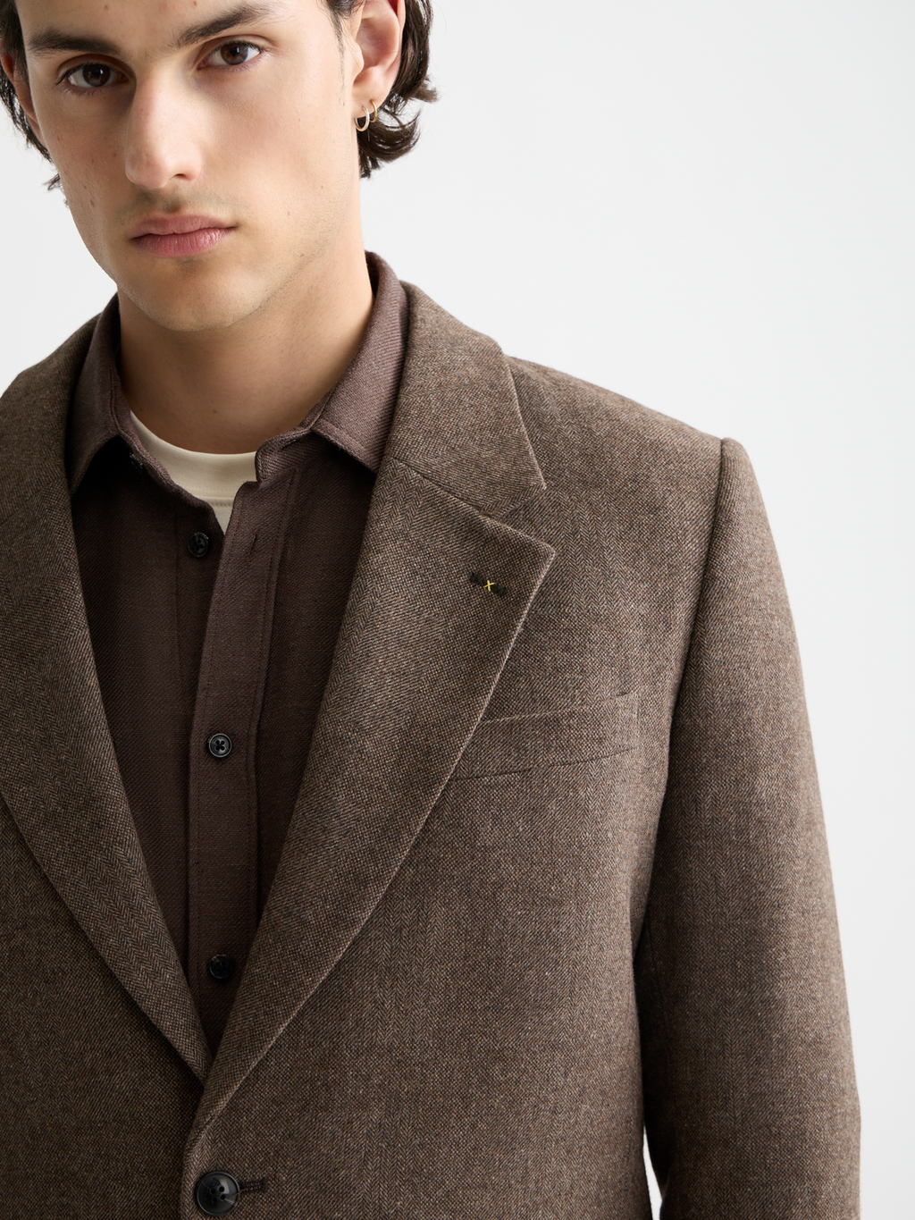 Yarn-dyed wool blend relaxed blazer