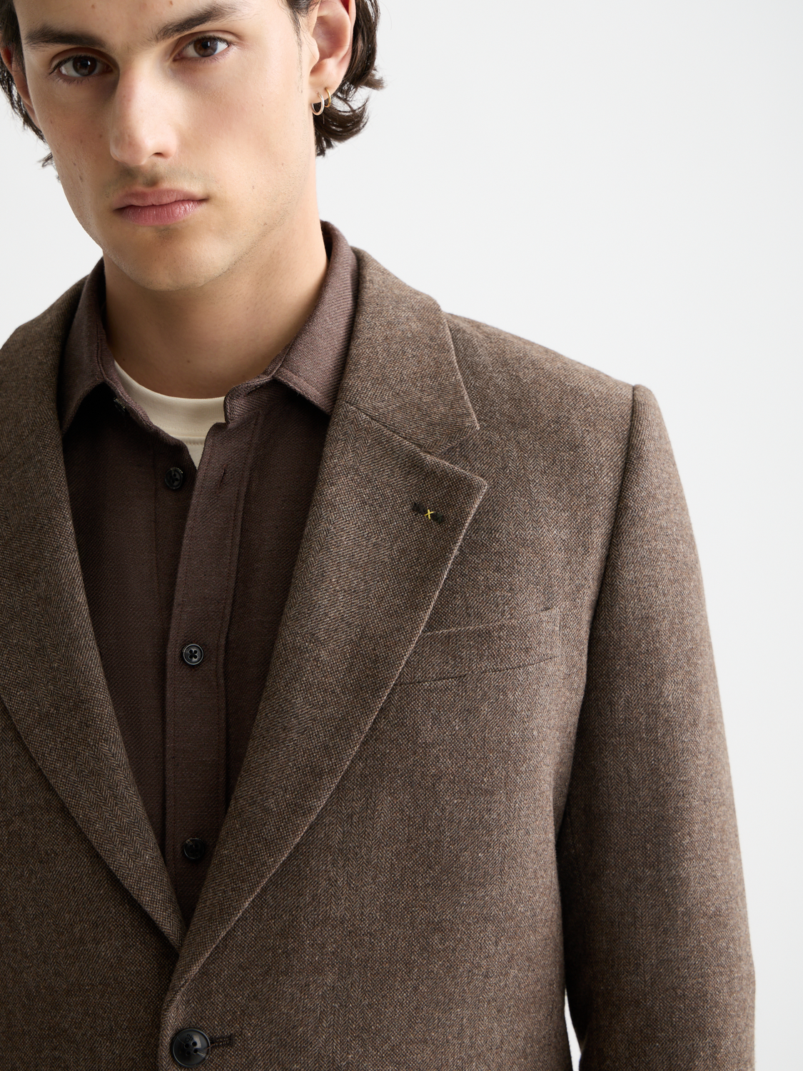 Yarn-dyed wool blend relaxed fit blazer