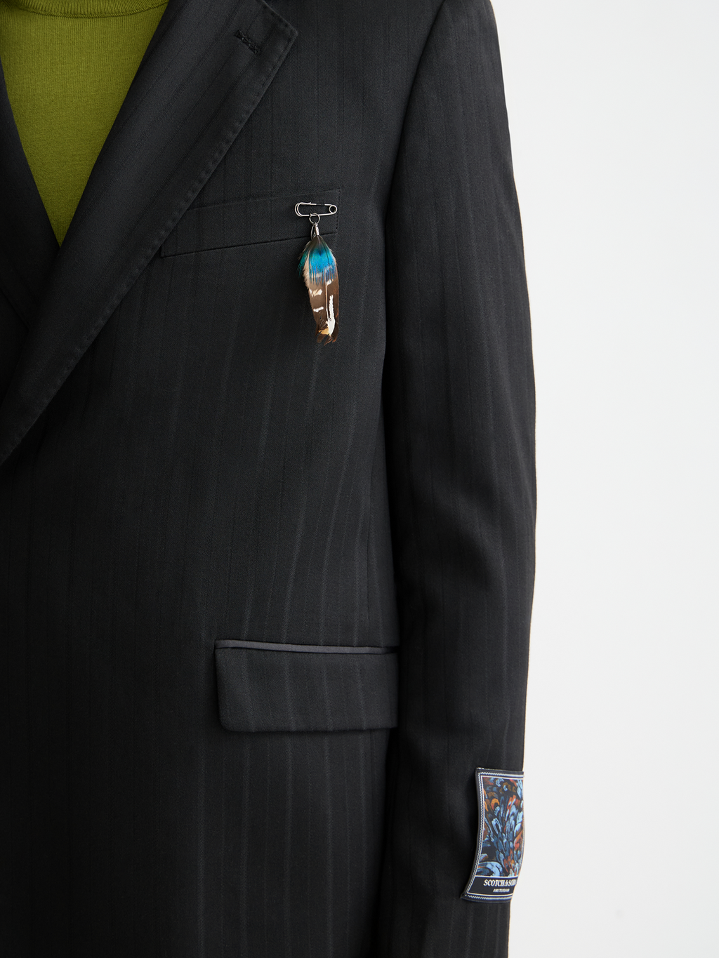 Festive double-breasted structured stripe relaxed fit blazer