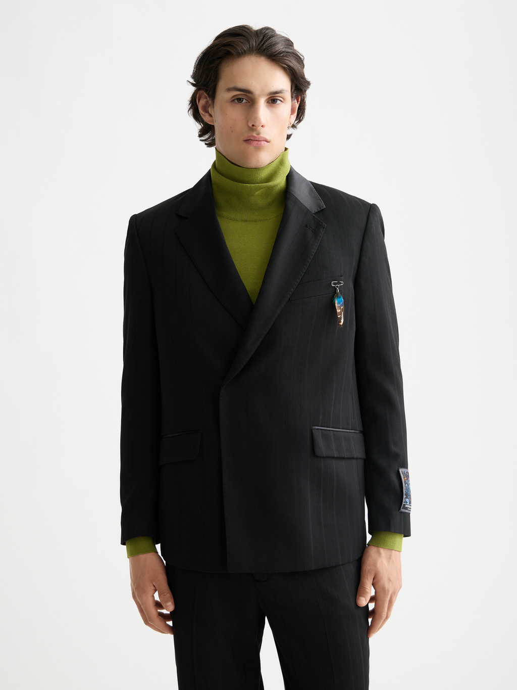 Festive double-breasted structured stripe relaxed fit blazer