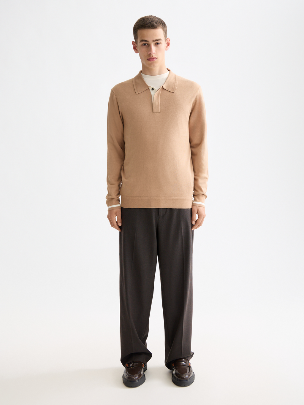 Yarn-dyed cool wool-blend baggy fit chino