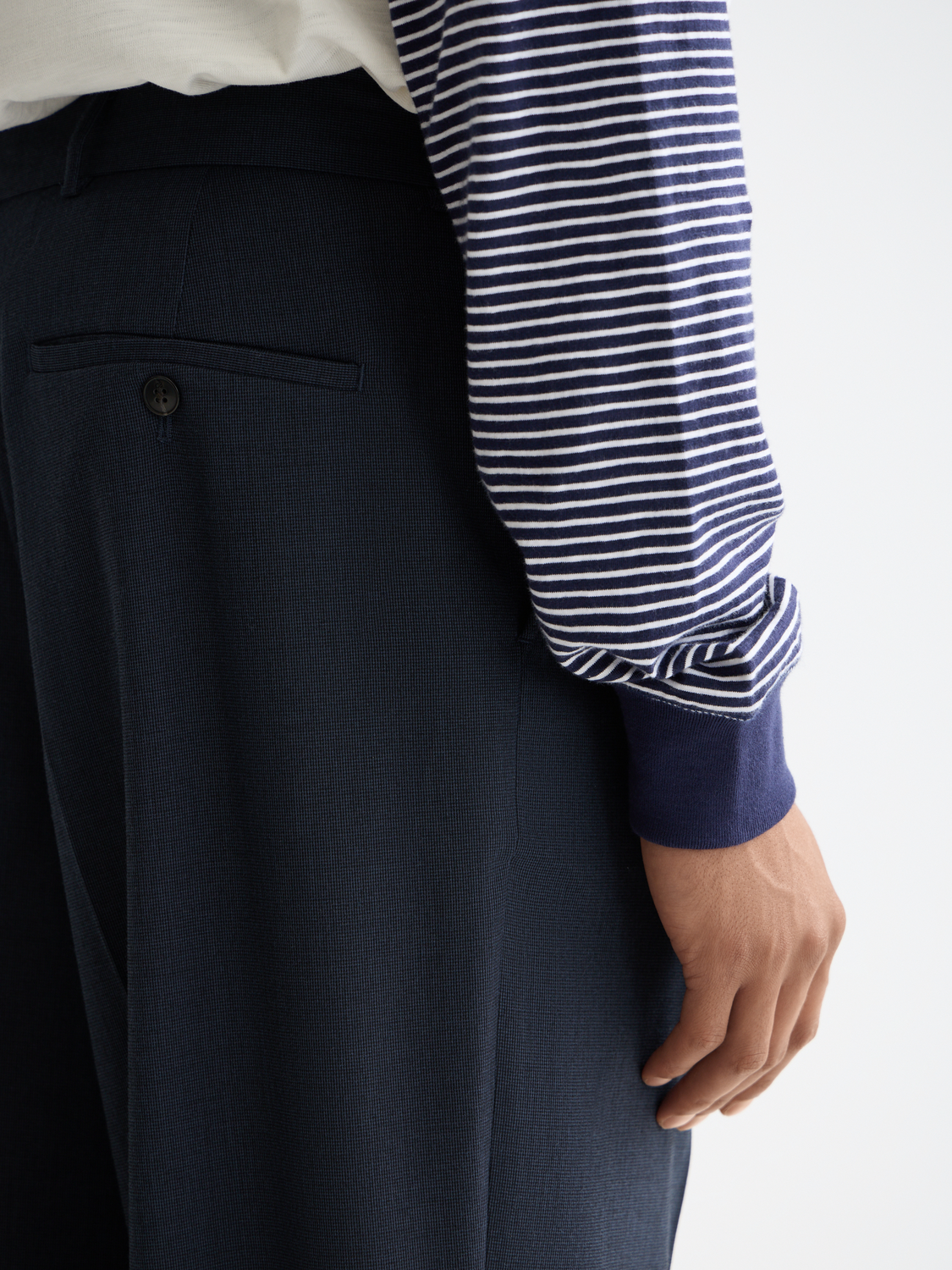 Yarn-dyed cool wool-blend baggy chino
