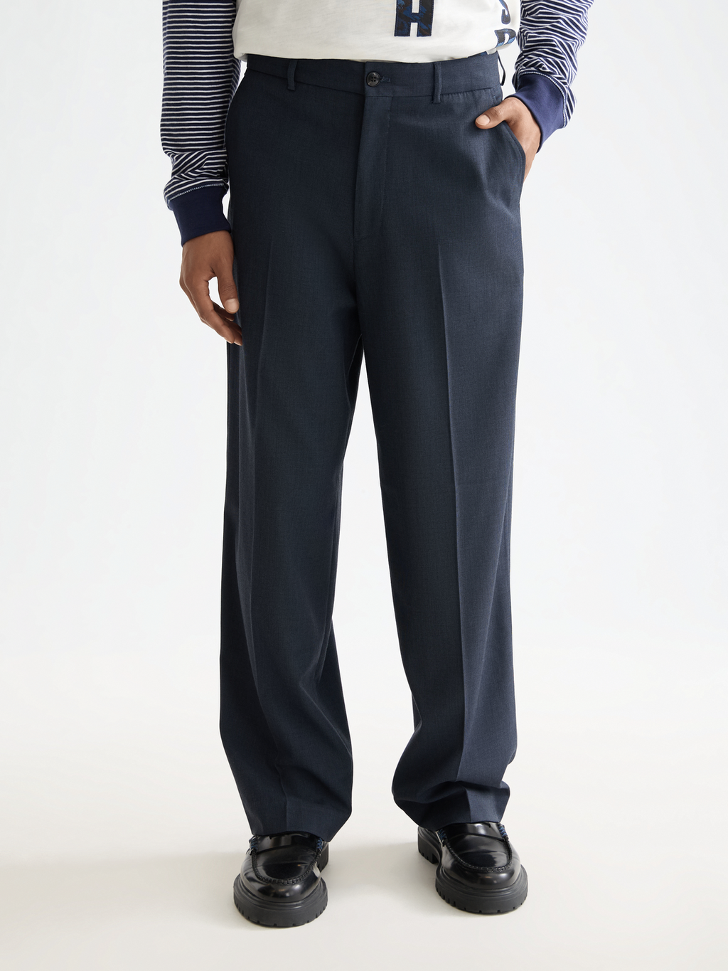 Yarn-dyed cool wool-blend baggy chino