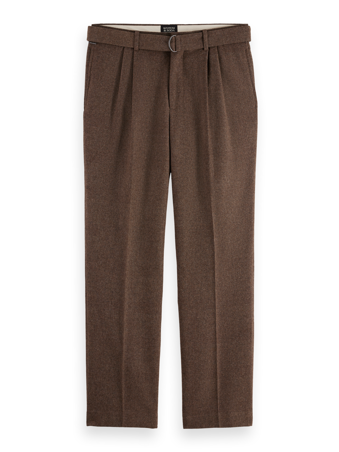 Yarn-dyed wool blend relaxed straight pleated chino