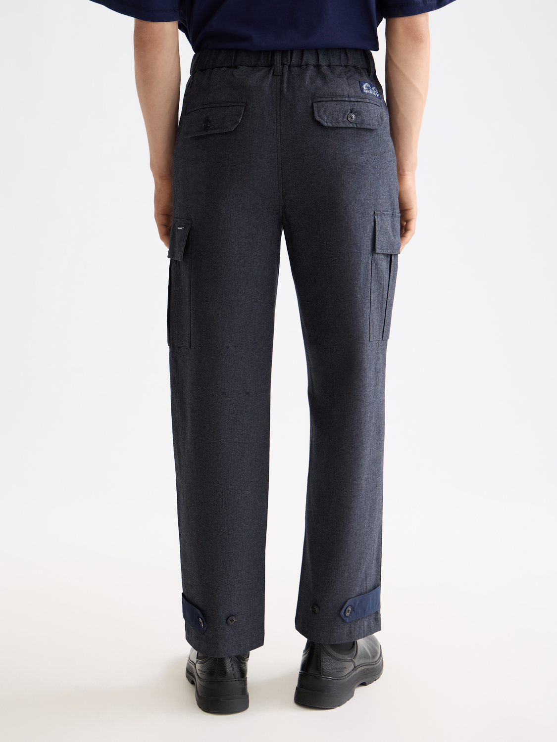 Melange cotton-blend relaxed straight cargo