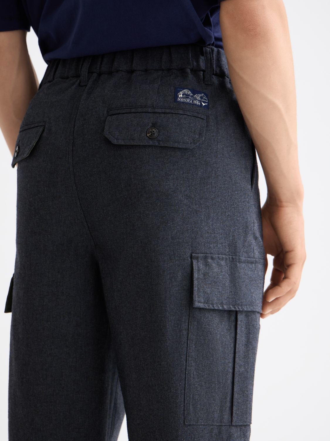 Melange cotton-blend relaxed straight cargo
