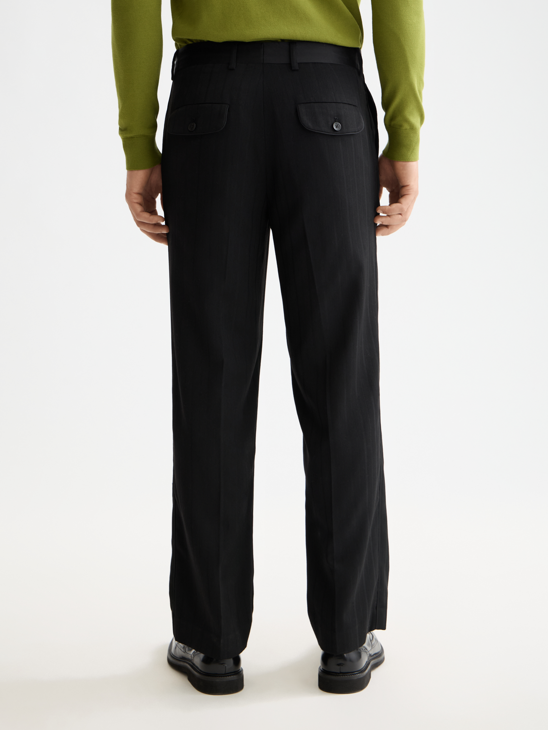 Otis- sateen-trimmed structure stripe relaxed straight chino