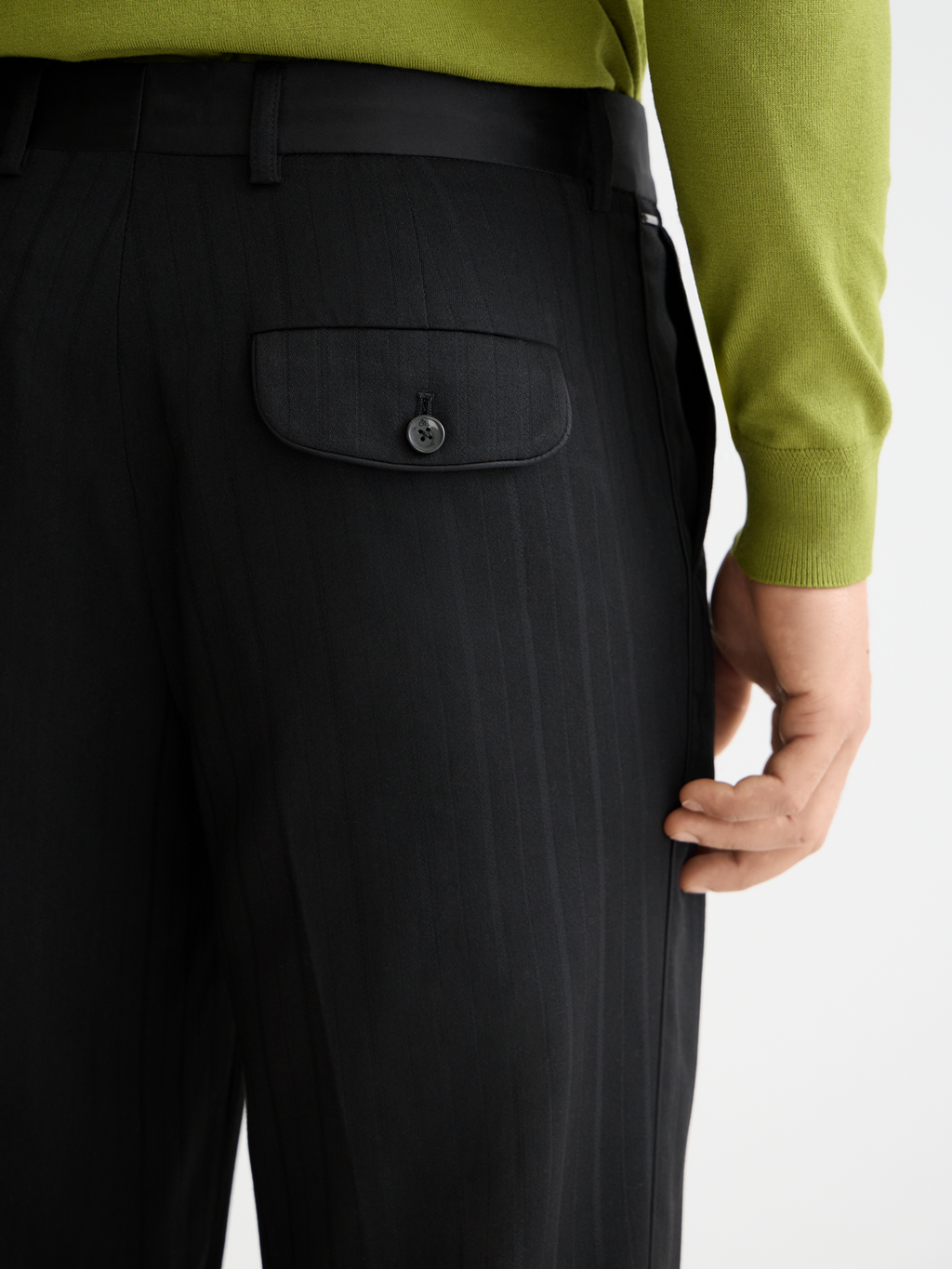 Otis- sateen-trimmed structure stripe relaxed straight chino