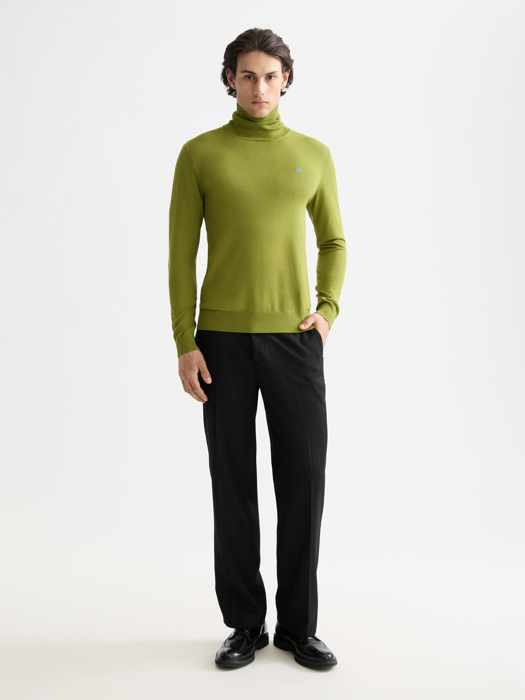 Otis- sateen-trimmed structure stripe relaxed straight chino