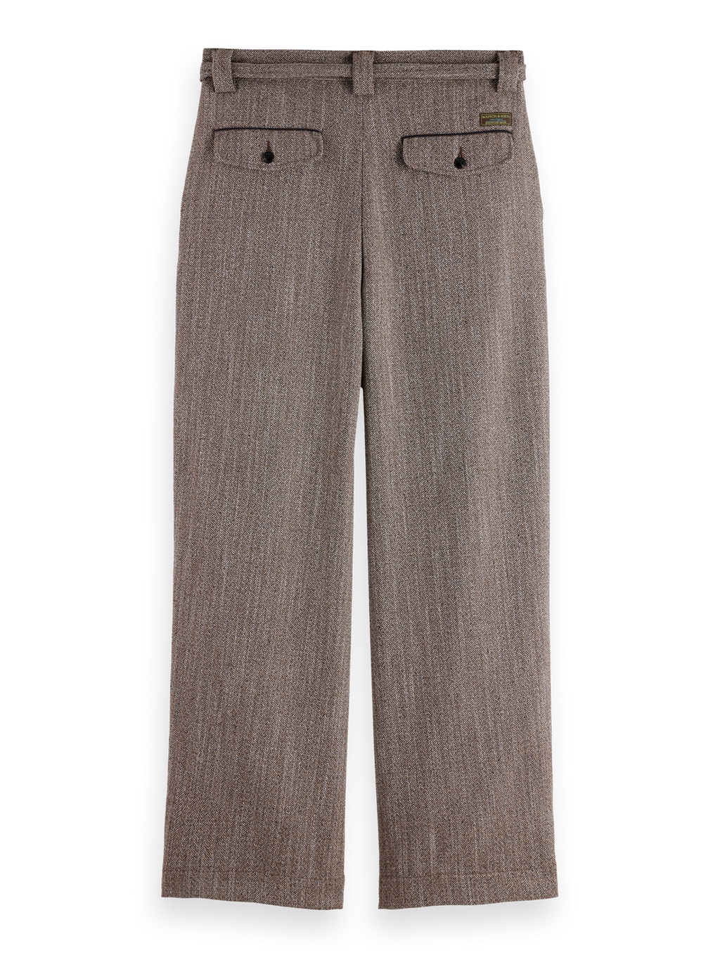 Herringbone yarn-dyed pleated baggy fit chino