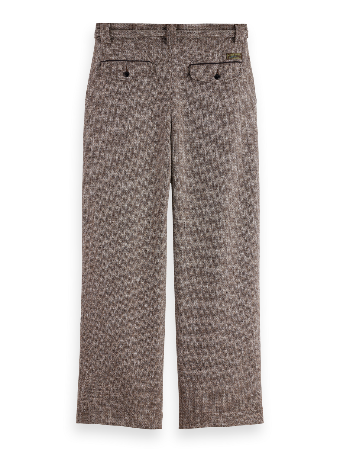 Herringbone yarn-dyed pleated baggy fit chino