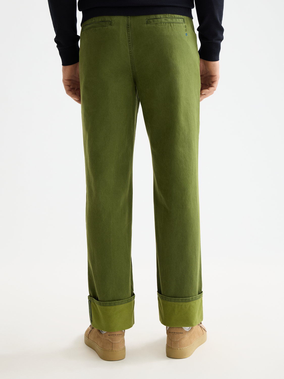 Clarke- washed cotton-blend herringbone straight fit chino