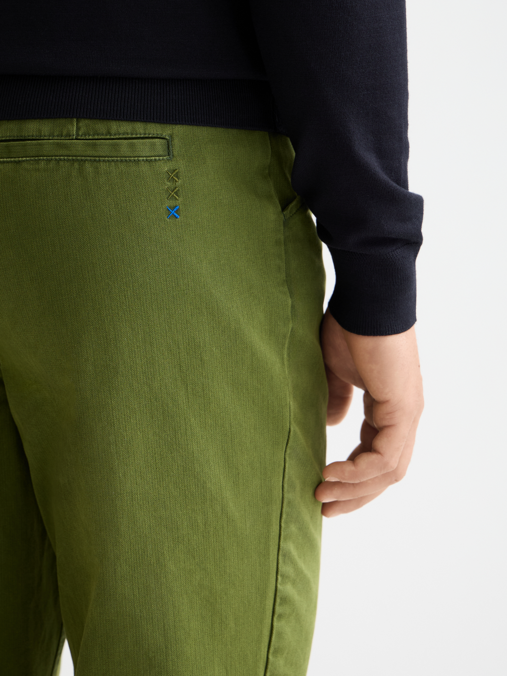 Clarke- washed cotton-blend herringbone straight fit chino