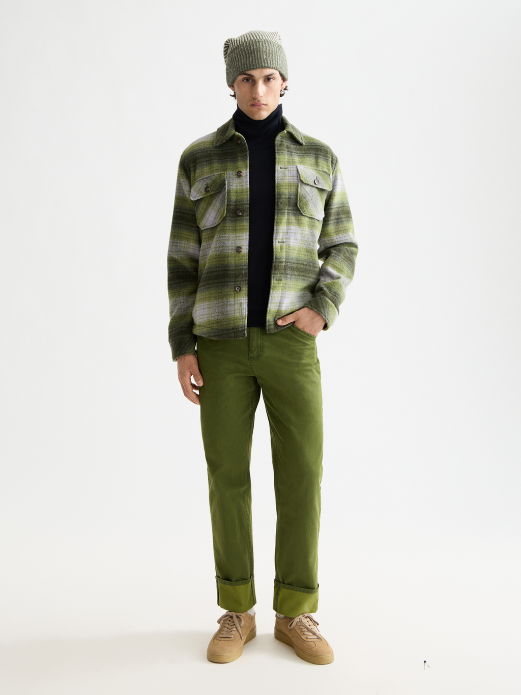 Clarke- washed cotton-blend herringbone straight fit chino