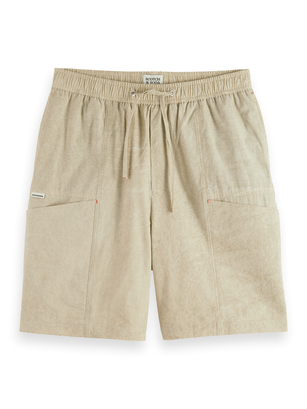 Washed nylon-blend poplin wide cargo bermuda