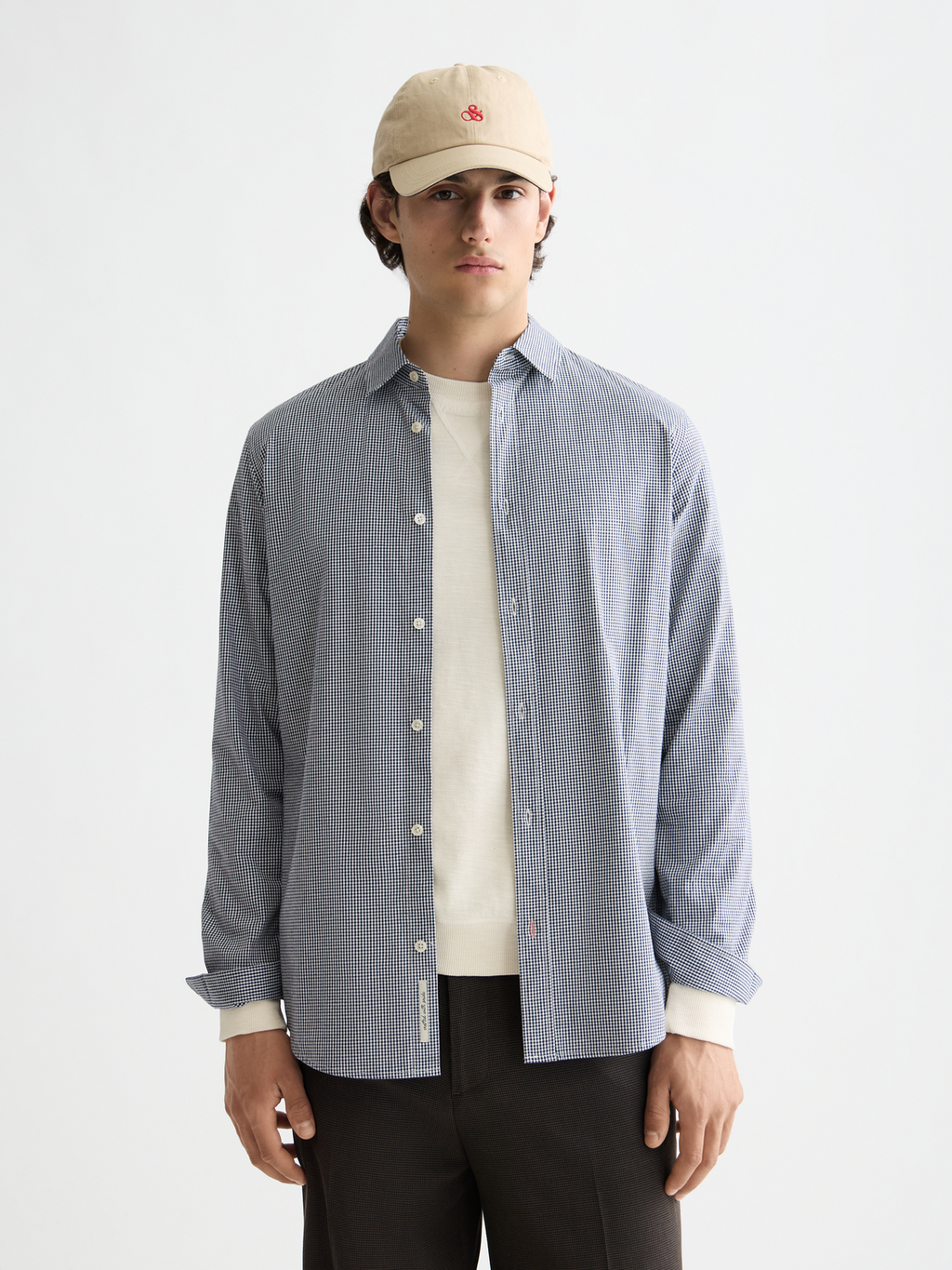 Micro-check poplin shirt
