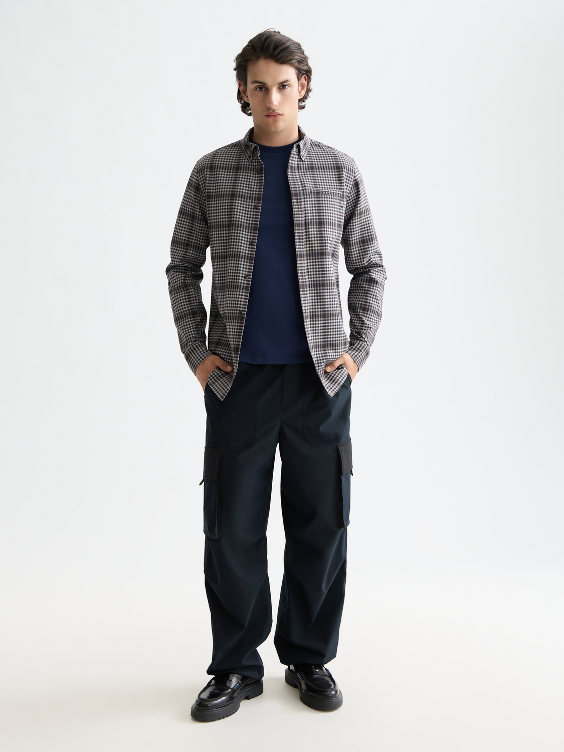 Shadow-check double-faced shirt