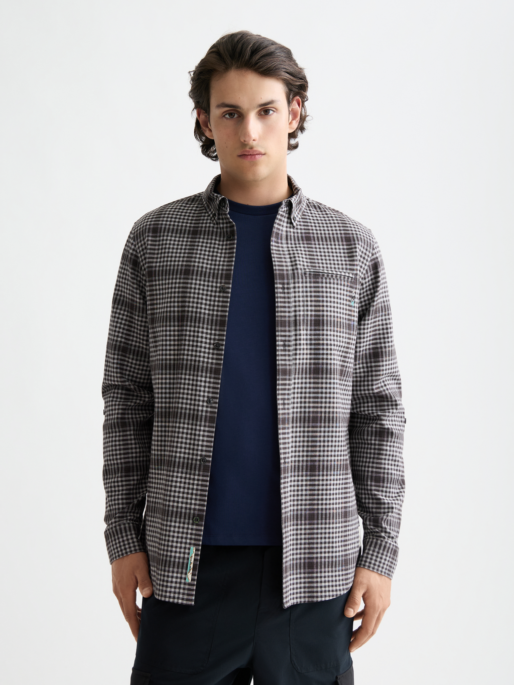 Shadow-check double-faced shirt