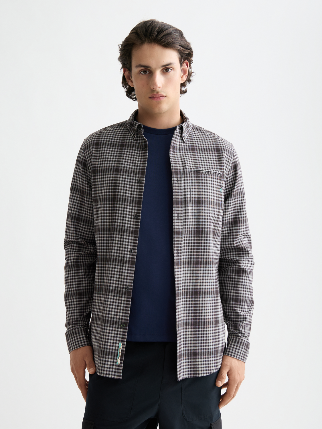 Shadow-check double-faced shirt
