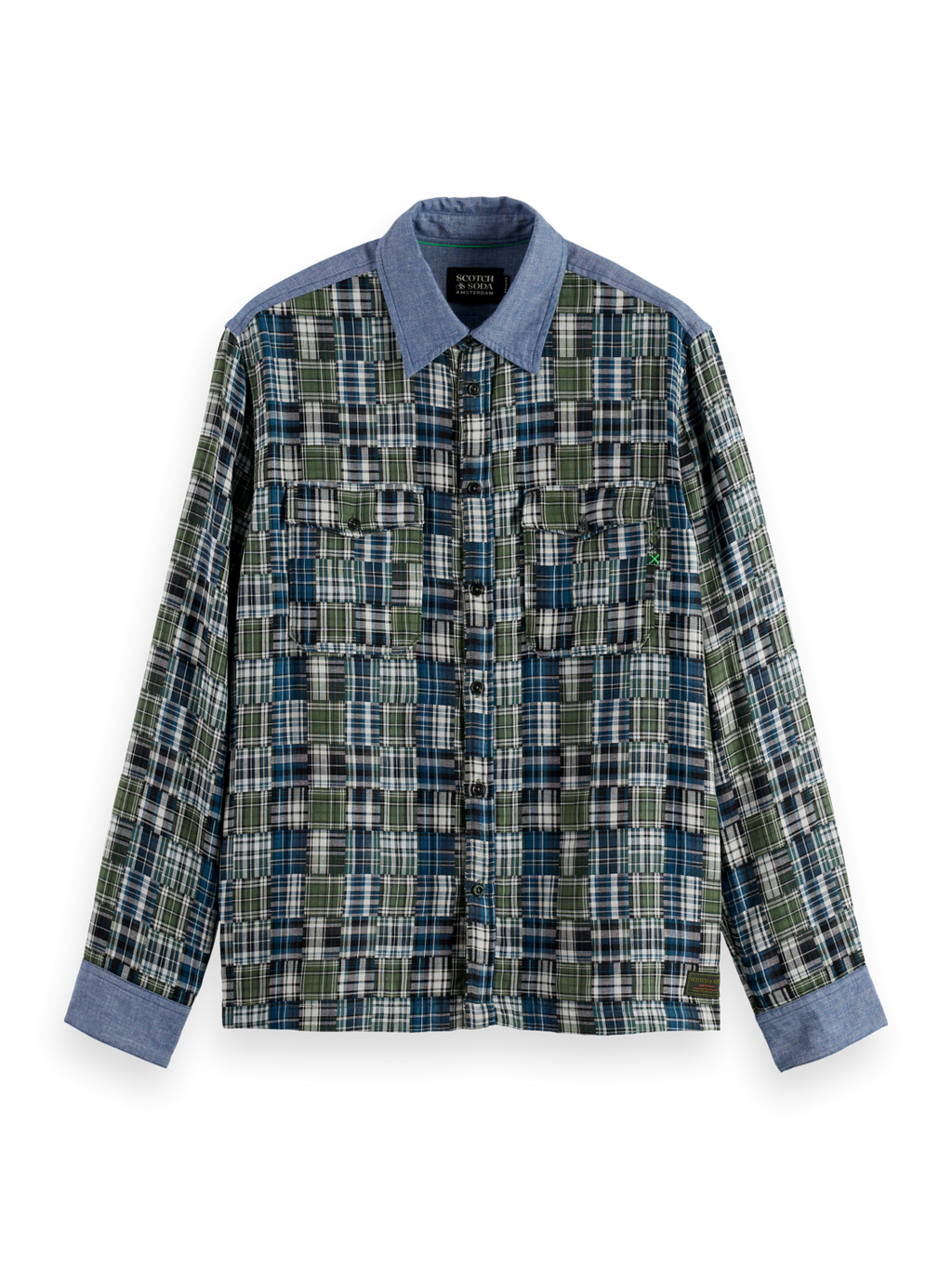Patchwork flannel relaxed shirt