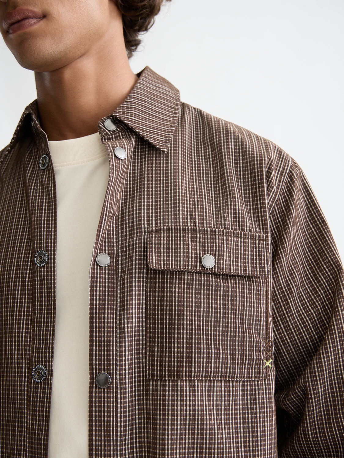 Micro-check structured shirt