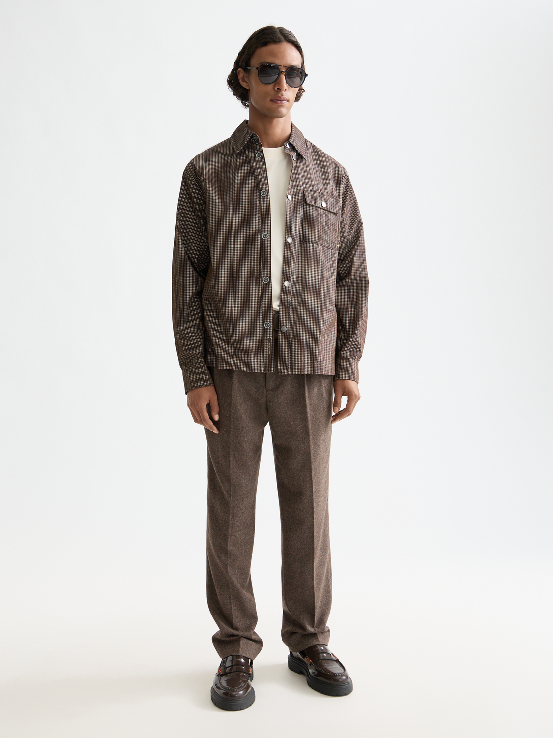 Micro-check structured shirt