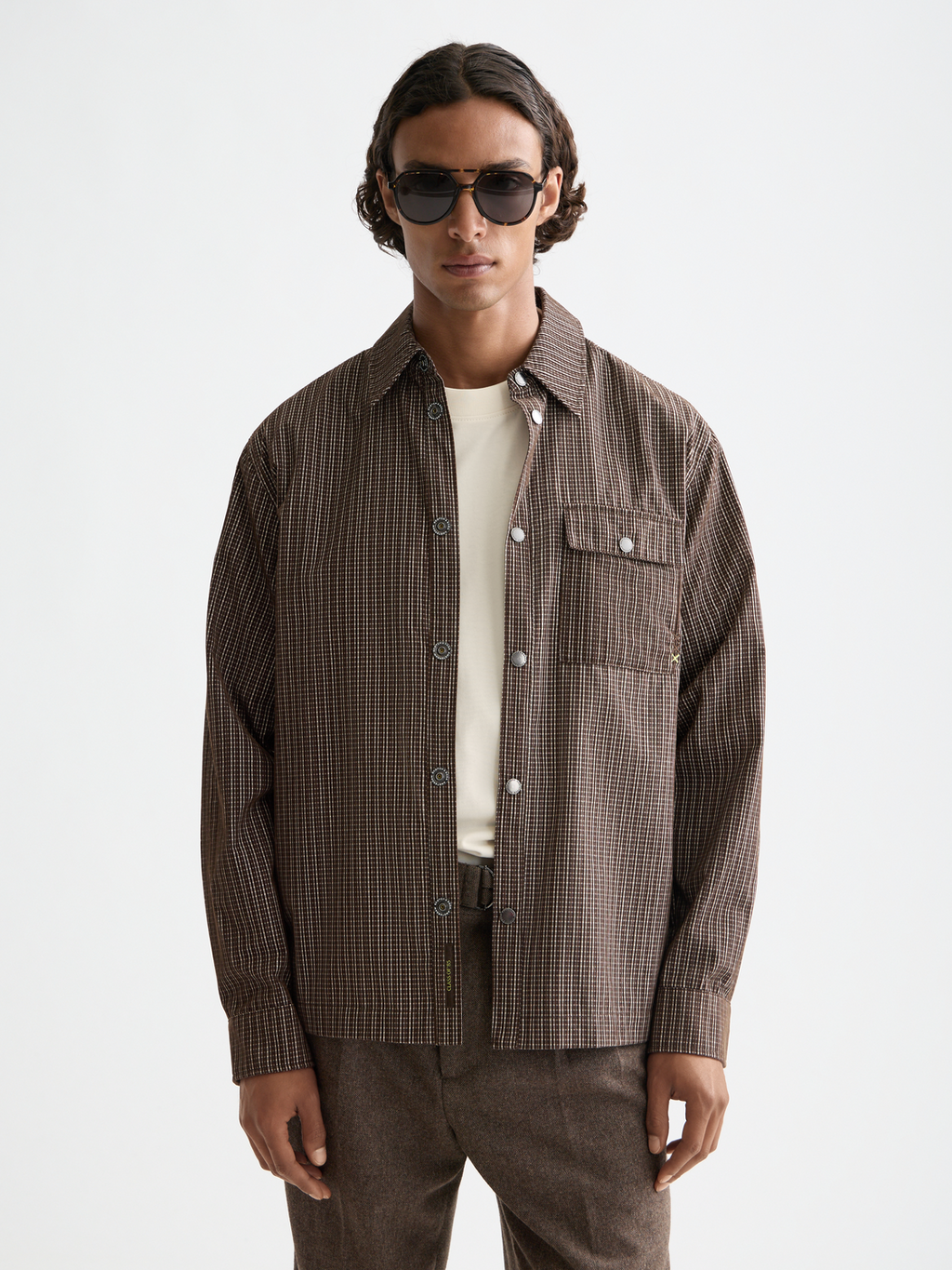 Micro-check structured shirt