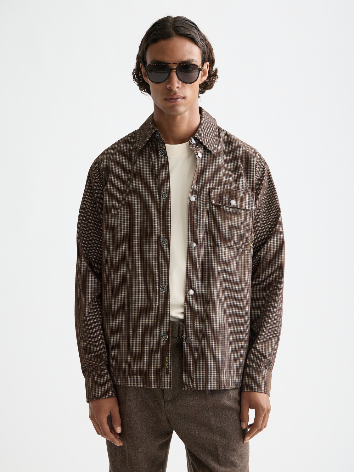 Micro-check structured shirt