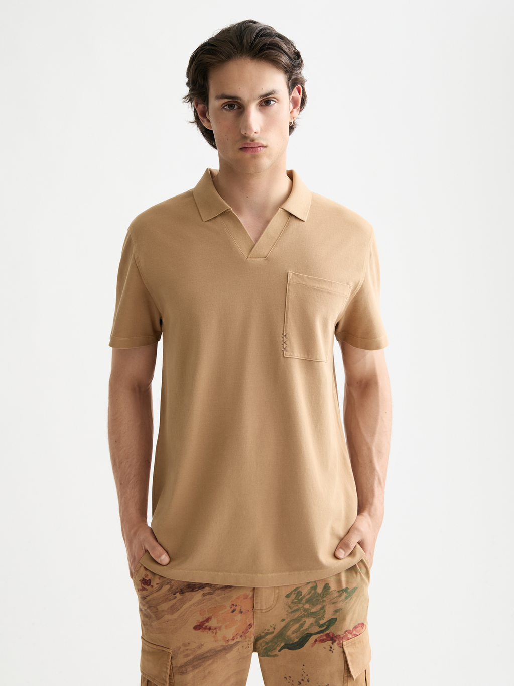 Garment-dyed pique relaxed polo