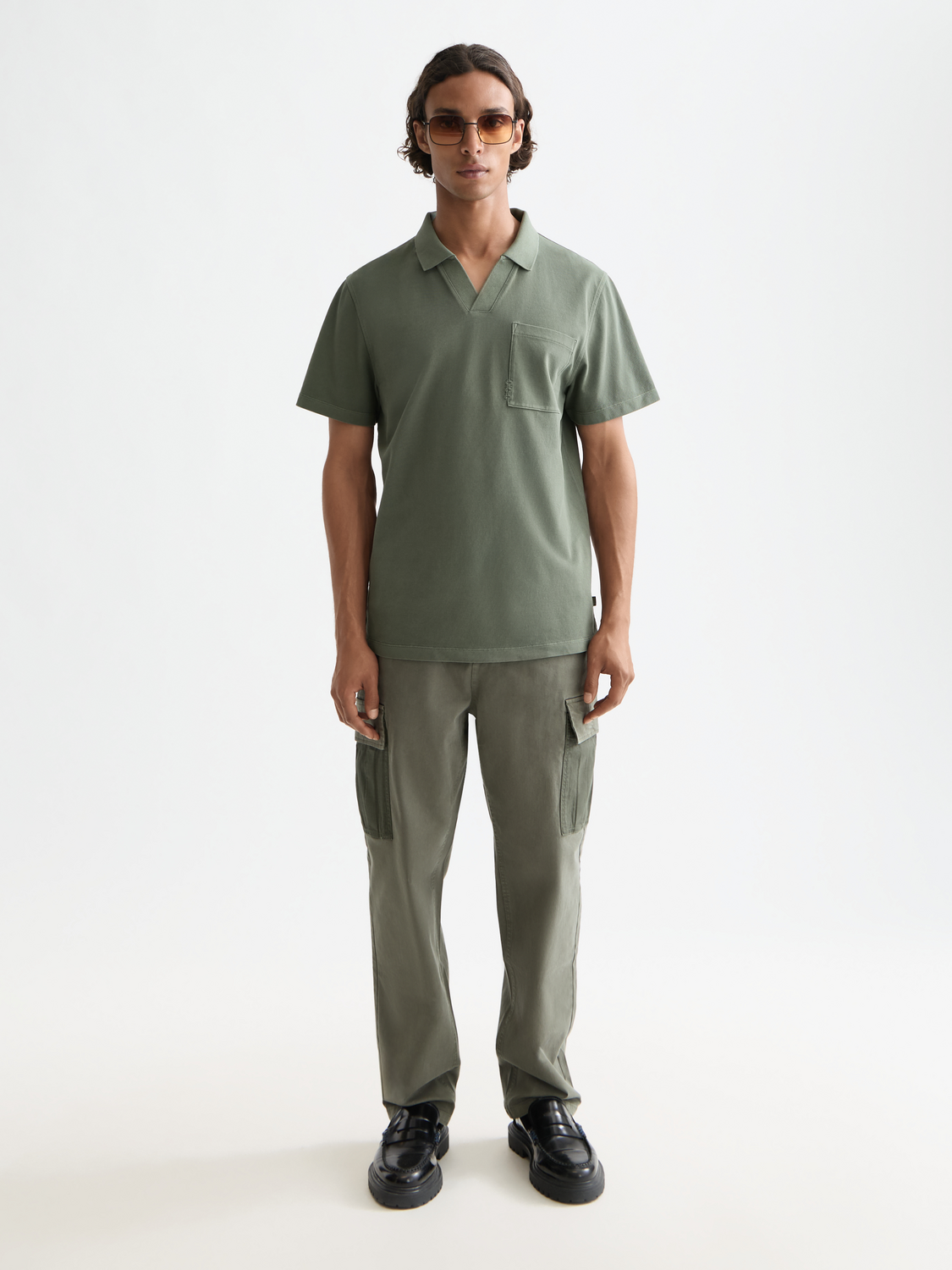 Garment-dyed pique relaxed polo