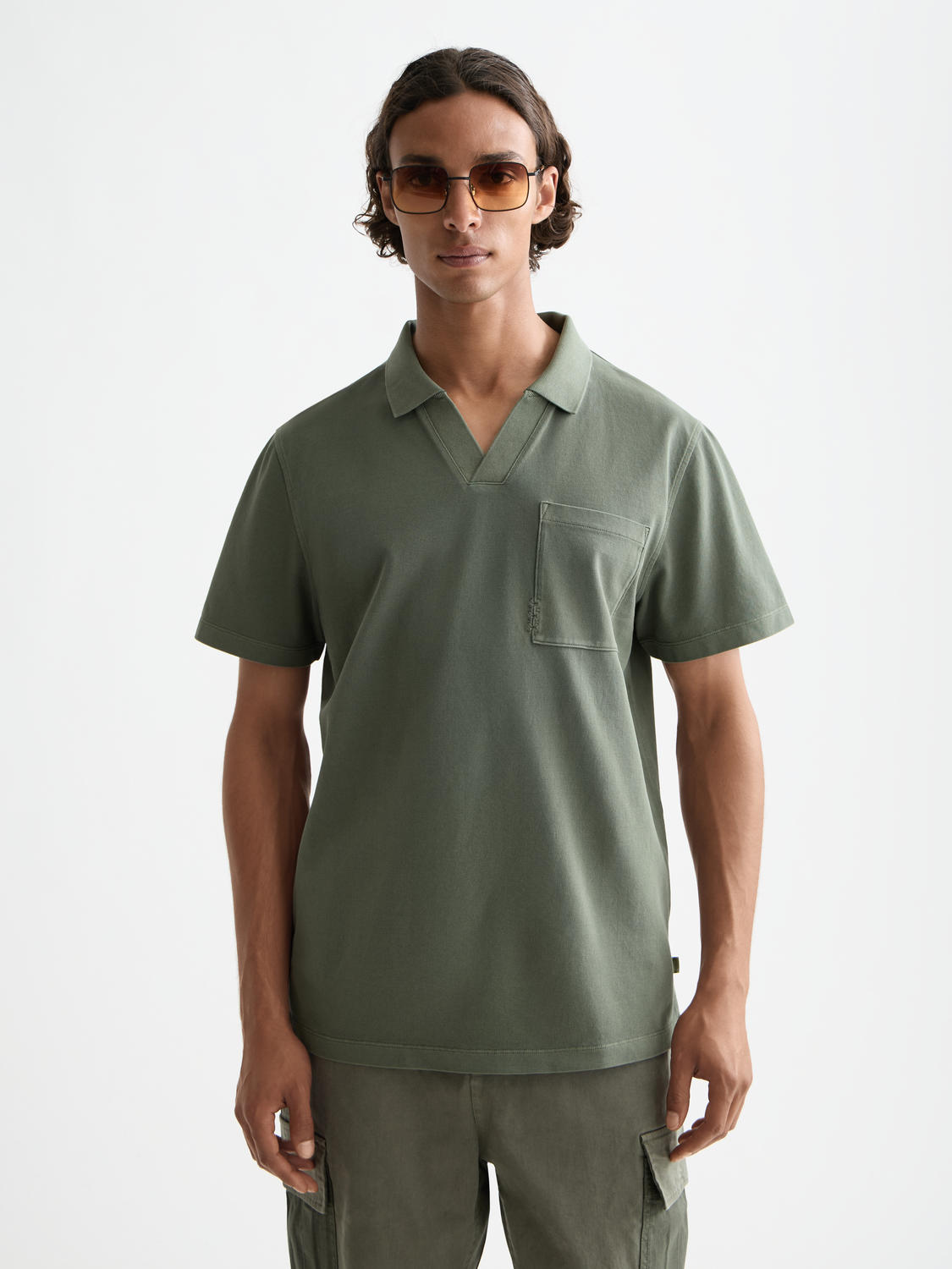 Garment-dyed pique relaxed polo